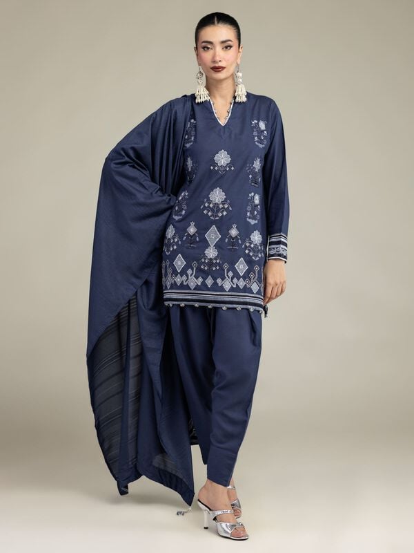 Navy Tassel Dupatta
