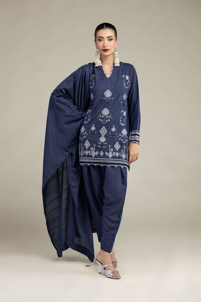 Navy Tassel Dupatta, image 1