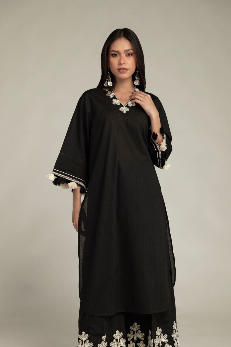 Black Cotton Kurta