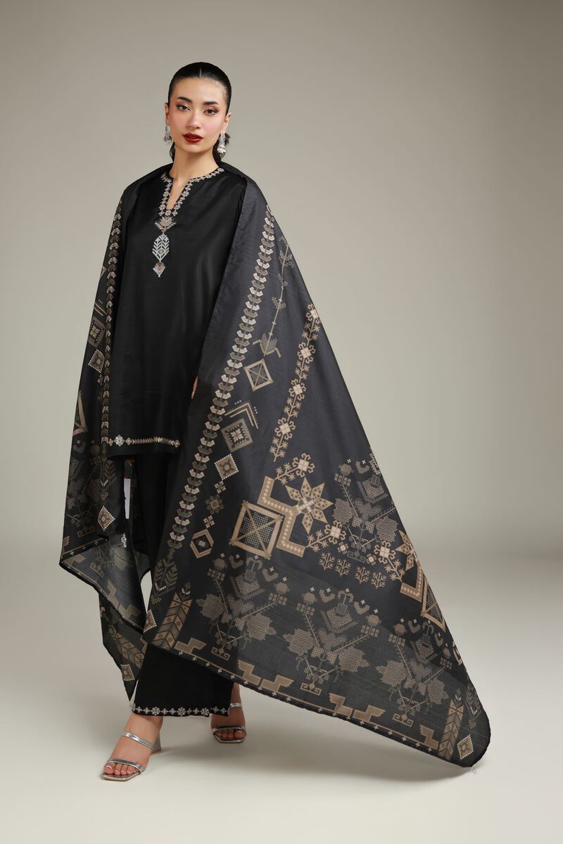 Black Silk Dupatta