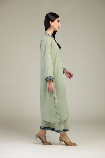 Embroidered Cambric Mint Cambric Pants
