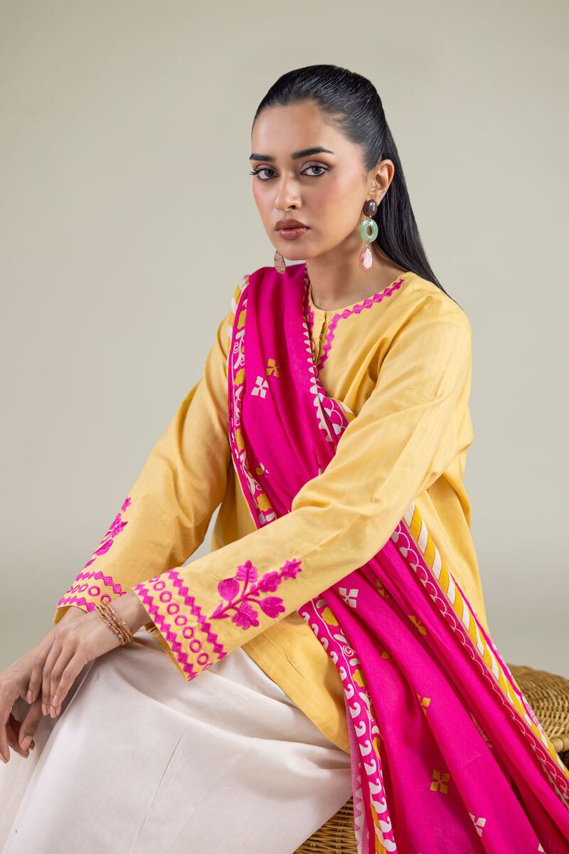 Cotton Magenta Dupatta