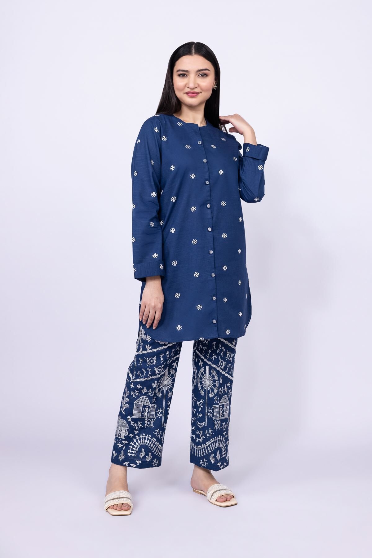 Buy Pants | 2000.00 PKR | EEB24768B-VG_MULTI | Khaadi Pakistan