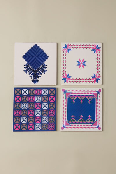 Printed Hard Cork Pack of 4 4in Coaster