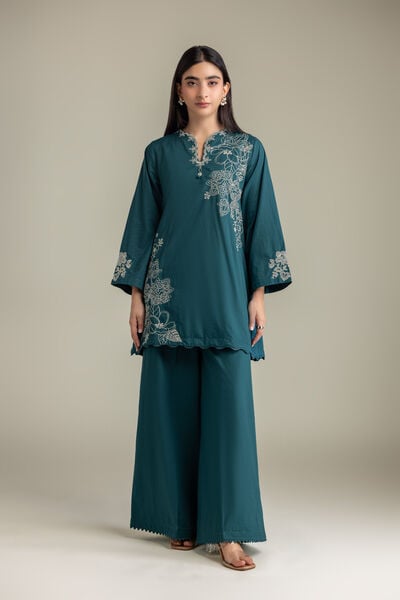 Embroidered Cambric Solid Cambric Pants