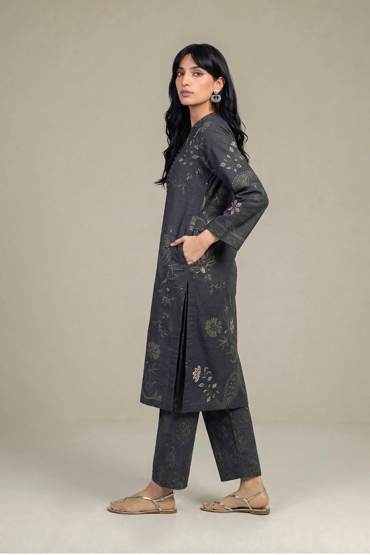 Khaadi - Floral Black Pants