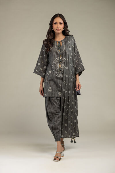 Printed Cotton Dobby Gray Cotton Shalwar