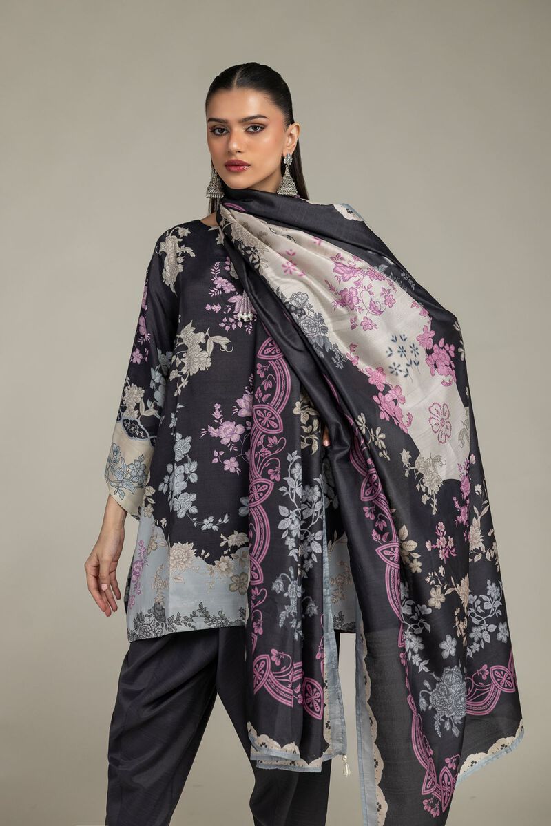 Black Floral Dupatta