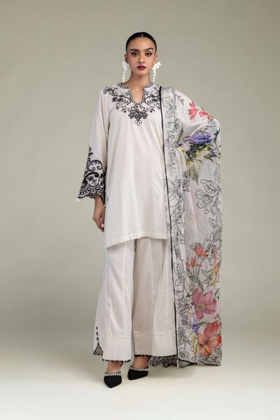 Embroidered Raw Silk Raw Silk Pants