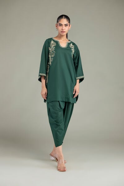 Dyed Cambric Green Solid Shalwar