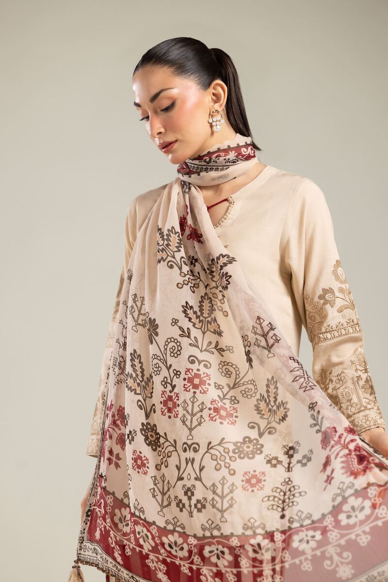 Floral Beige Dupatta