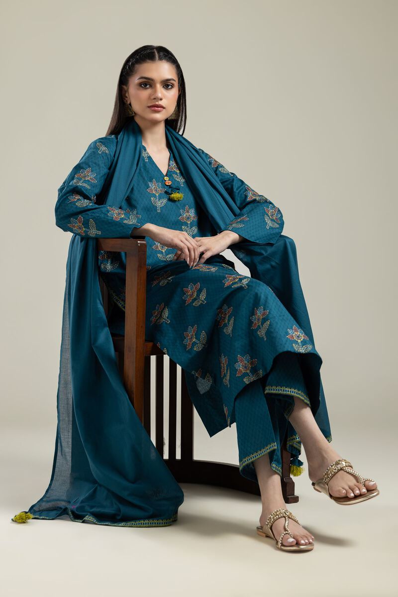 Teal Lawn Dupatta