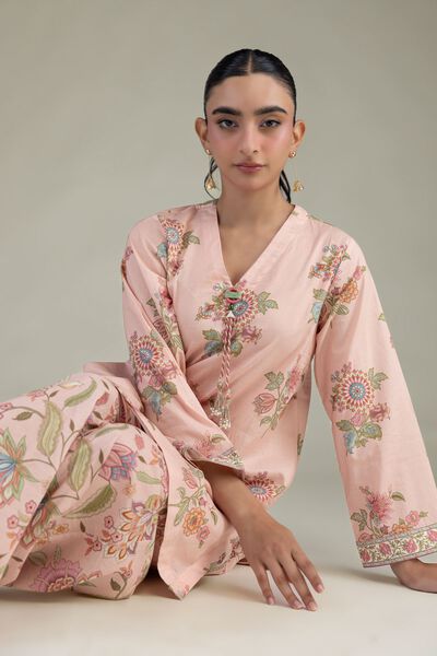Printed Cambric Pink Cambric Kurta