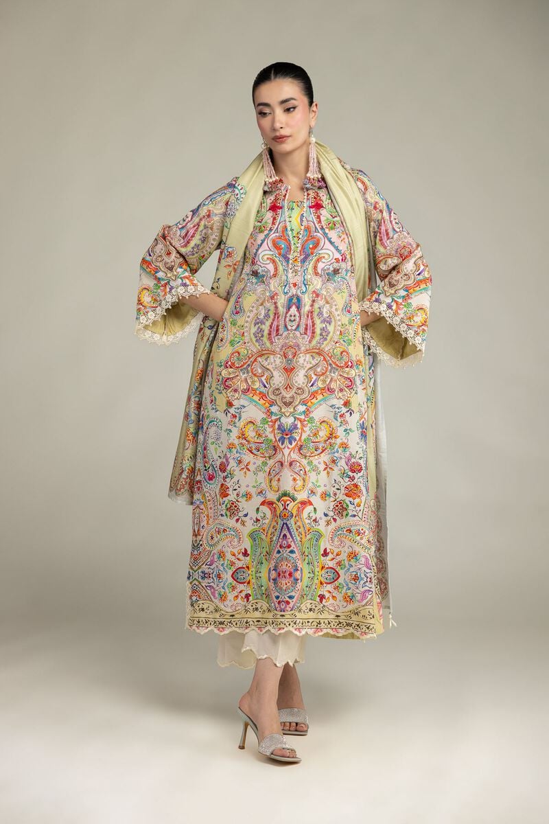 Silk Floral Kurta