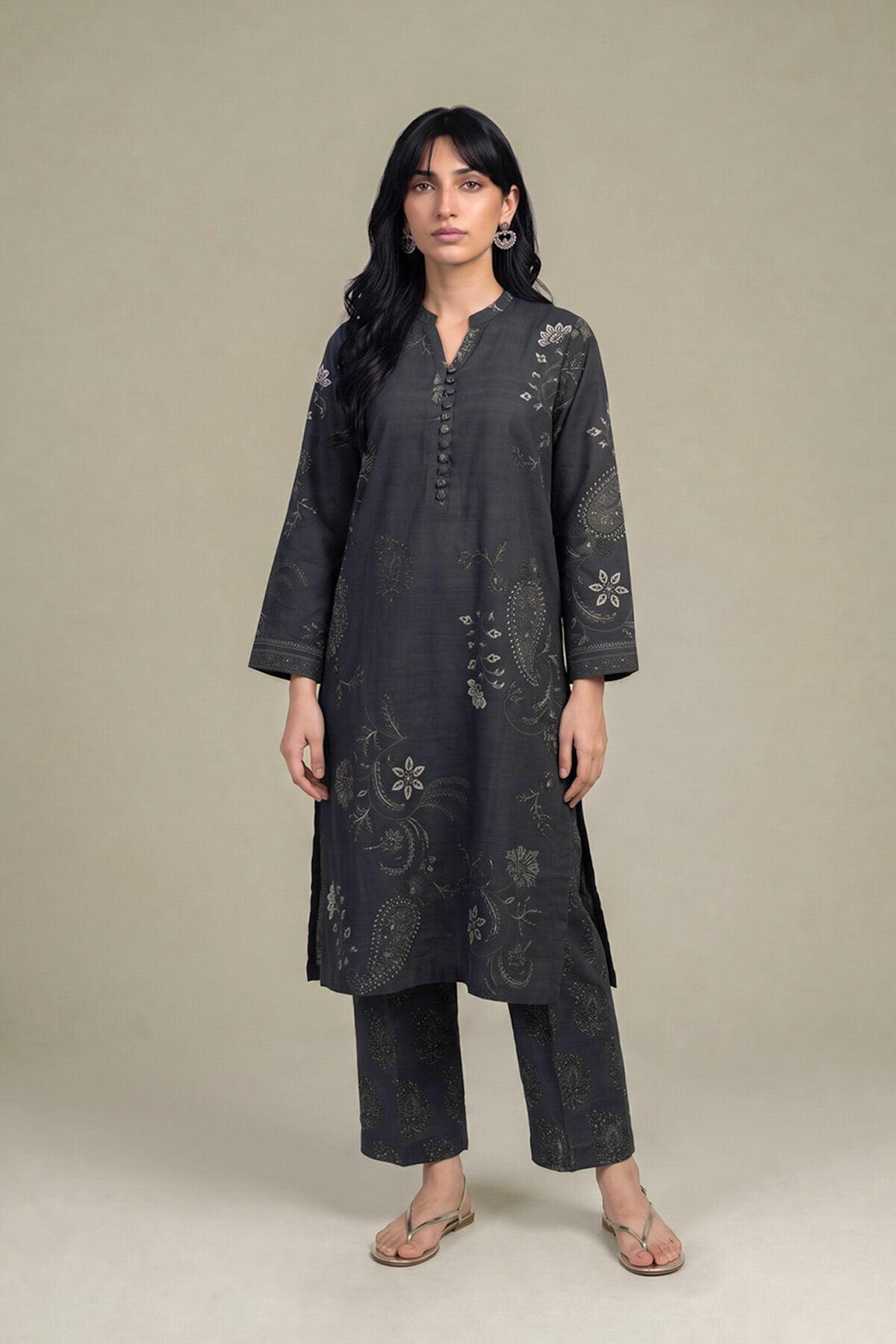 Khaadi - Black V Neck Kurta
