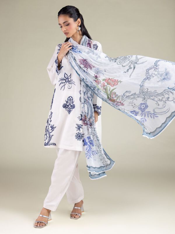 Floral V-Neck Kurta