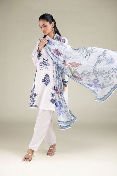 Floral V-Neck Kurta, image 1