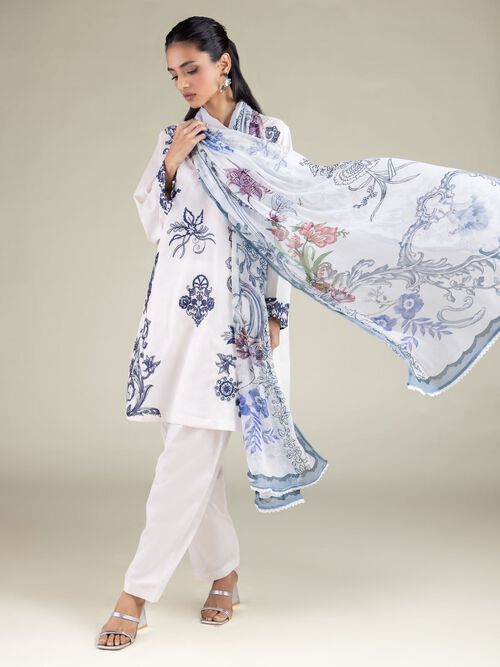 Floral V-Neck Kurta