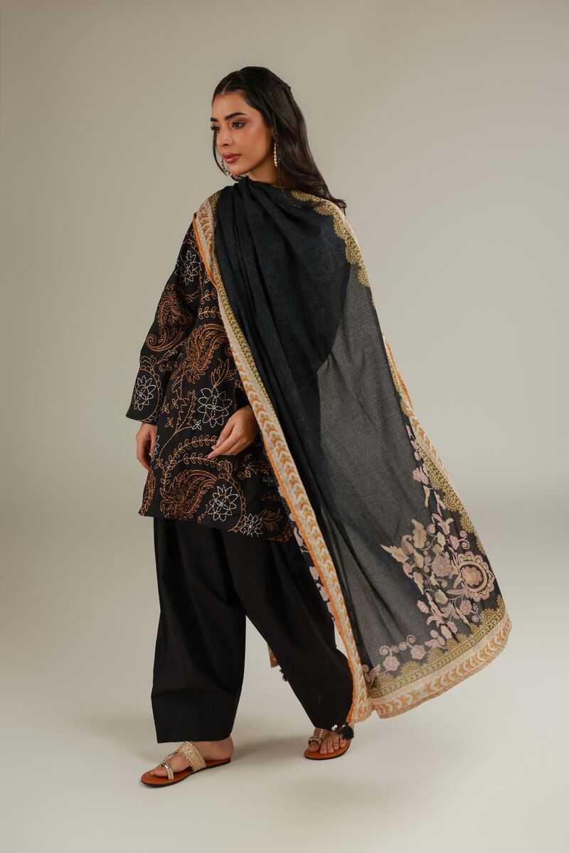 Black Embroidered Dupatta view 2