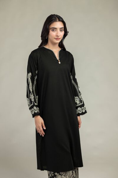 Embroidered Cambric Black Cambric Kurta