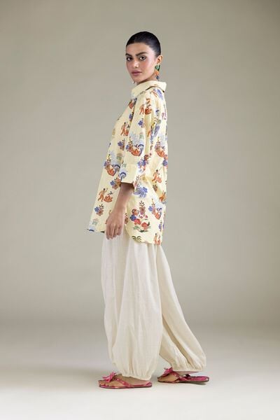 Embroidered Cambric Off-White Cambric Trousers
