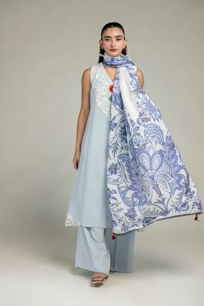 Floral Silk Dupatta, image 1