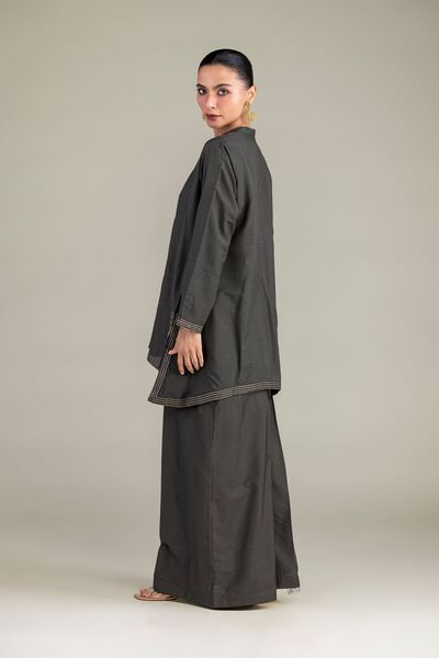 Dyed Raw Silk Solid Silk Pants