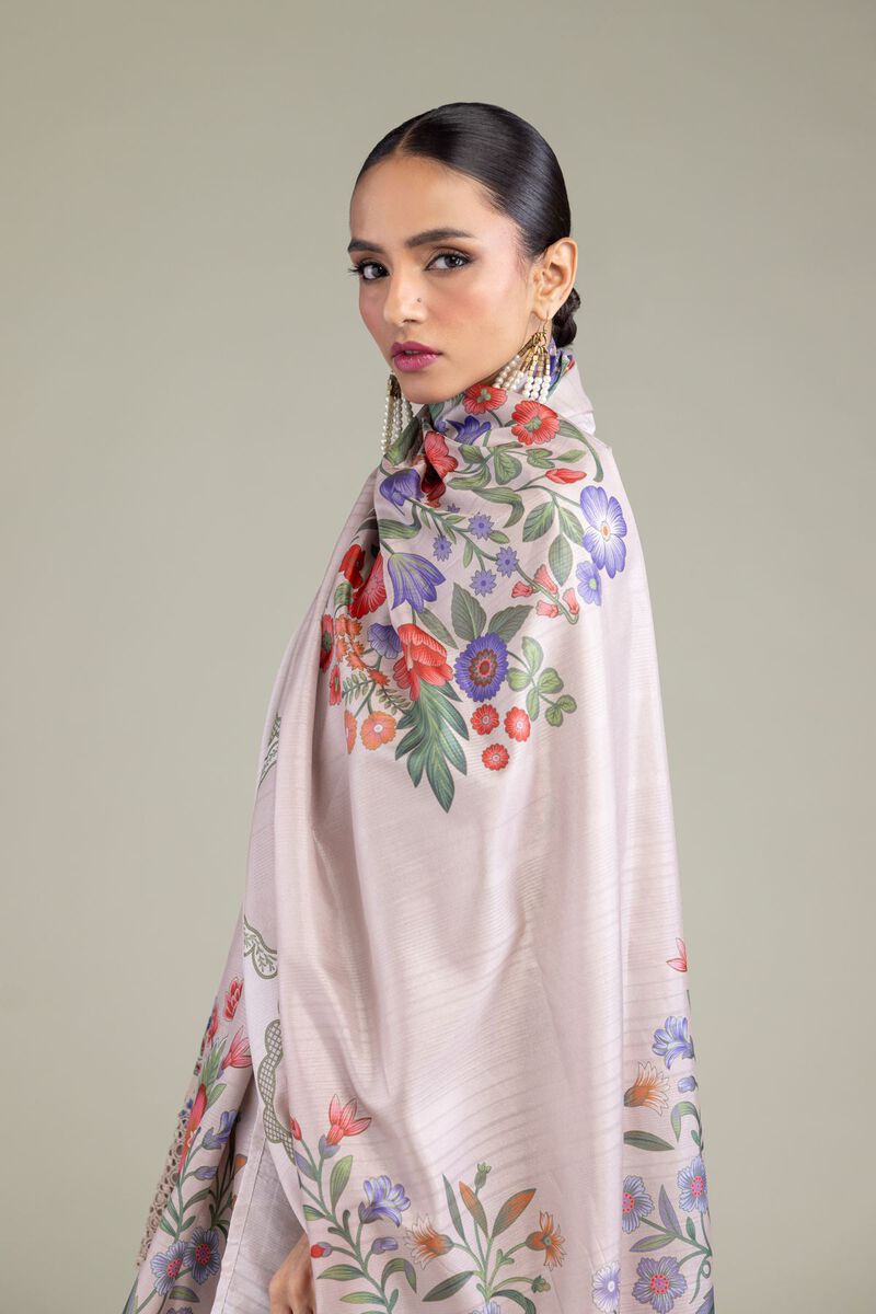 Floral Beige Dupatta view 2