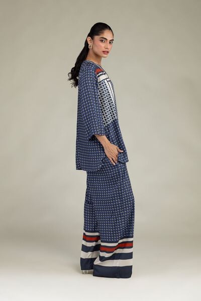 Embroidered Viscose Crepe Printed Viscose Trousers