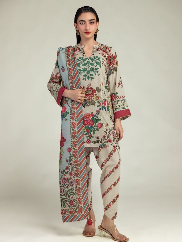 Beige Floral Shalwar
