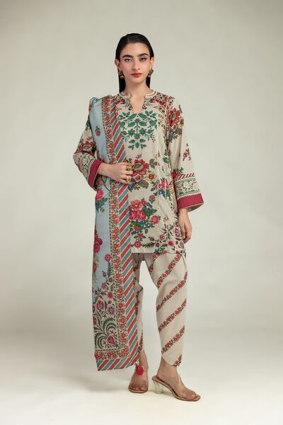Beige Floral Shalwar, image 1