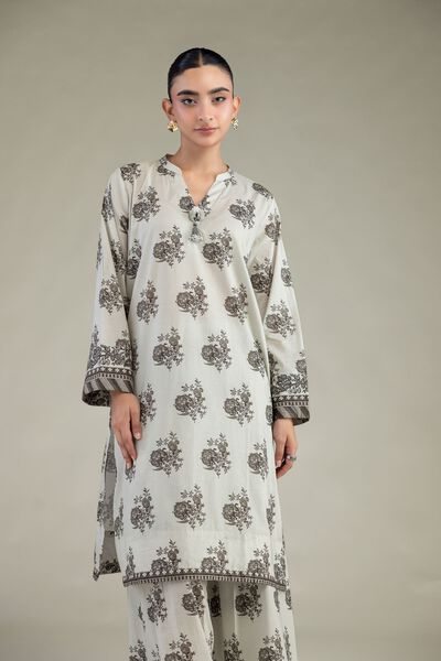Printed Cambric Floral Longline Kurta