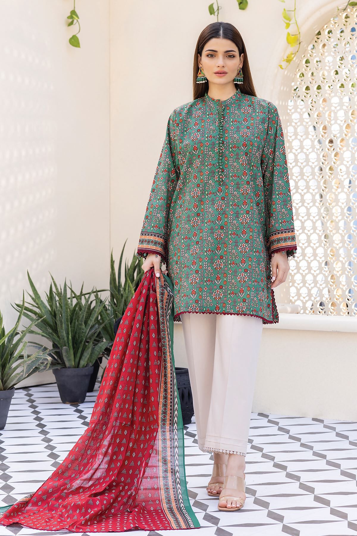 Essentials Unstitched Fabrics Lawn Embroidered Printed 2