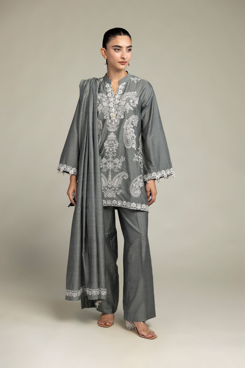Gray Silk Kurta