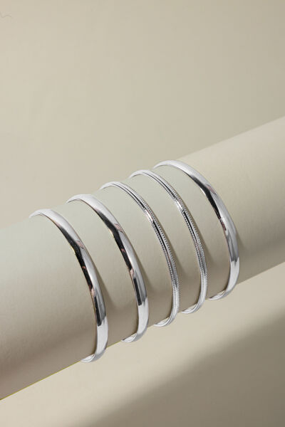 Solid Metal Set Of 5 Bracelet