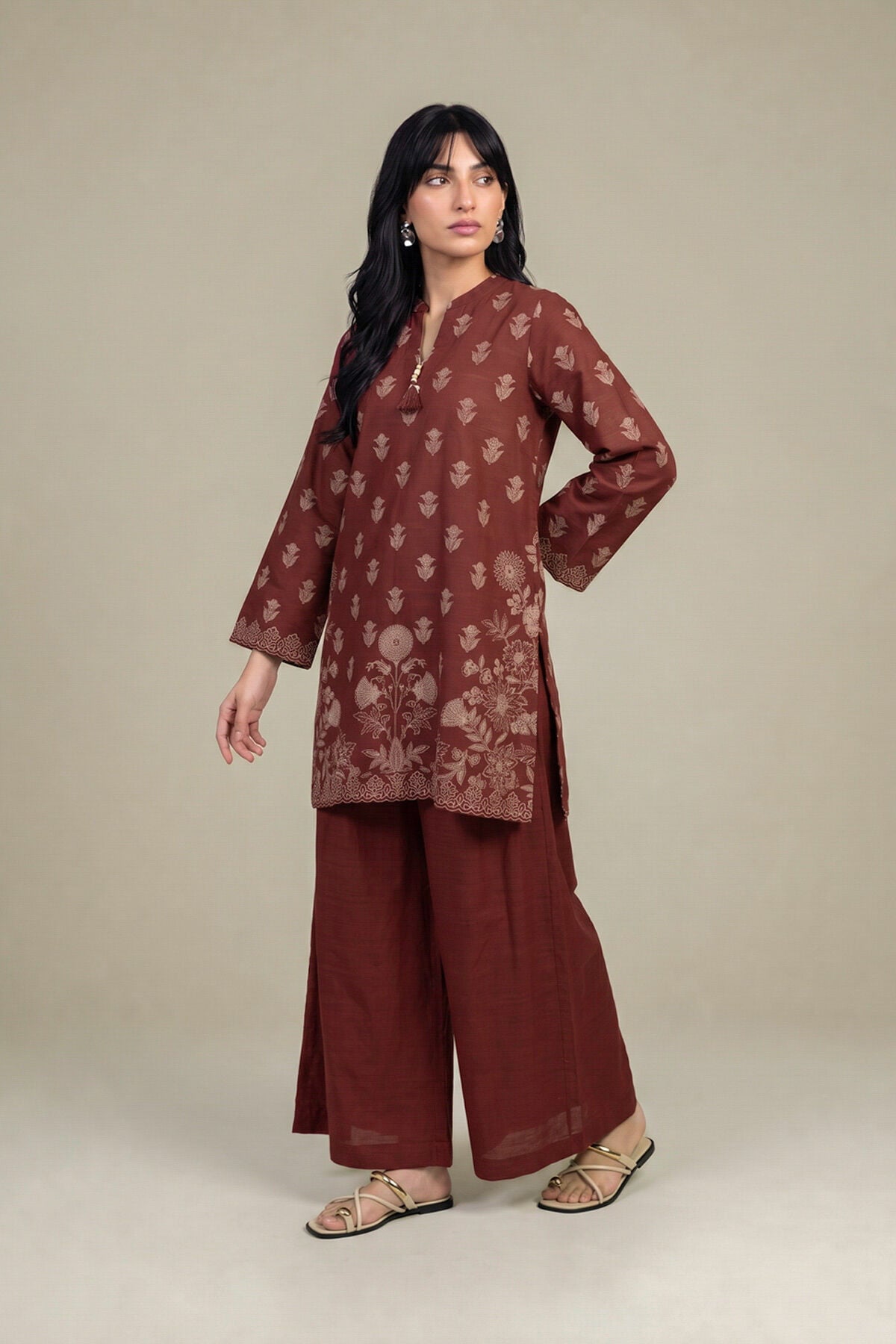 Khaadi - Printed Solid Pants