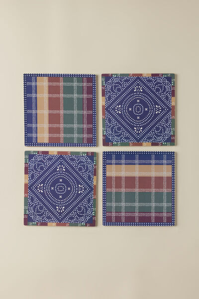 Printed Hard Cork Pack of 4 4in Coaster