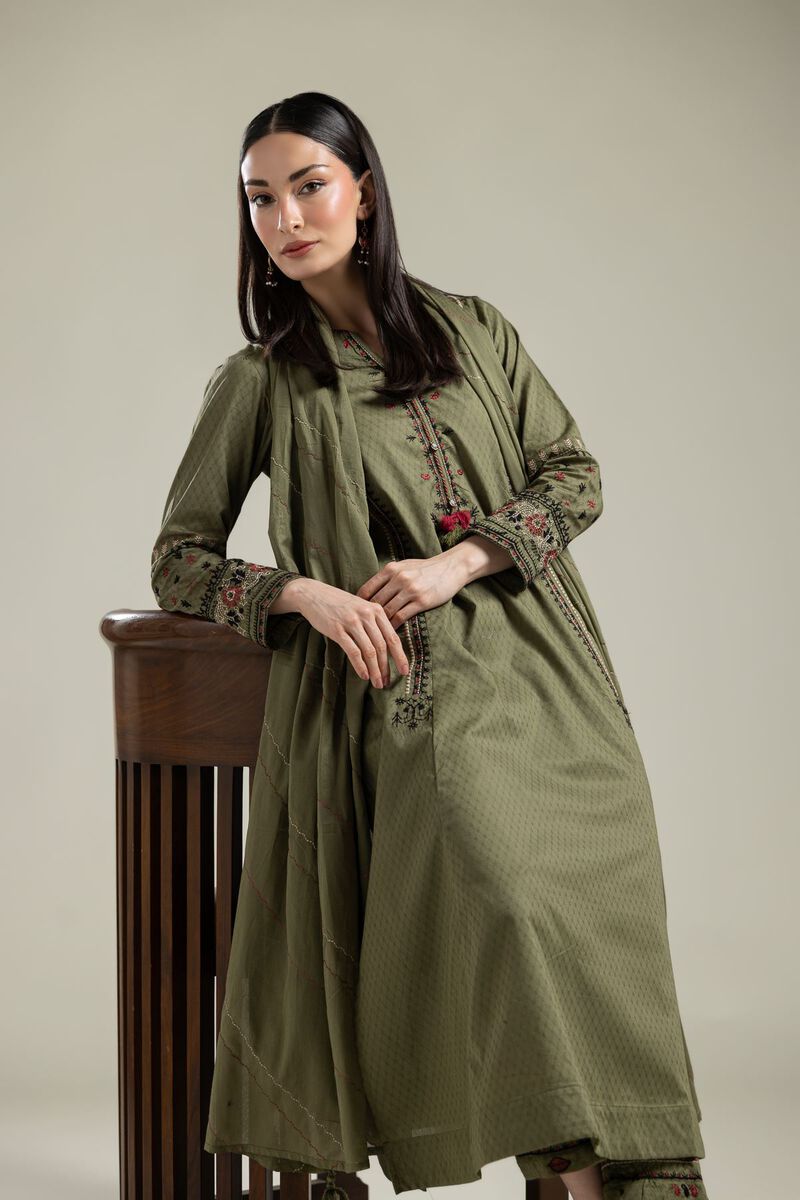 Lawn Olive Dupatta