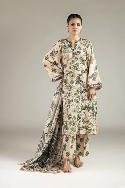 Embroidered Mesuri Dobby Fabrics 3 Piece