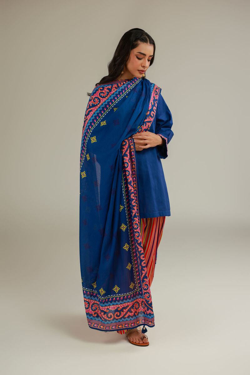 Embroidered Navy Dupatta