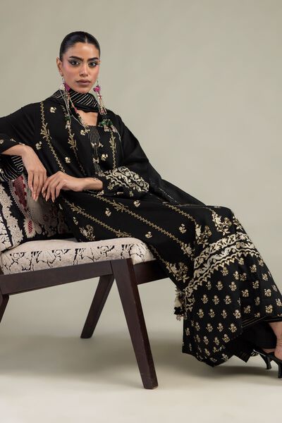 Printed Raw Silk 3-Piece Co-ord Set