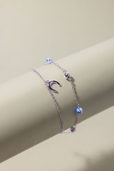 Embellished Metal Set Of 2 Anklet