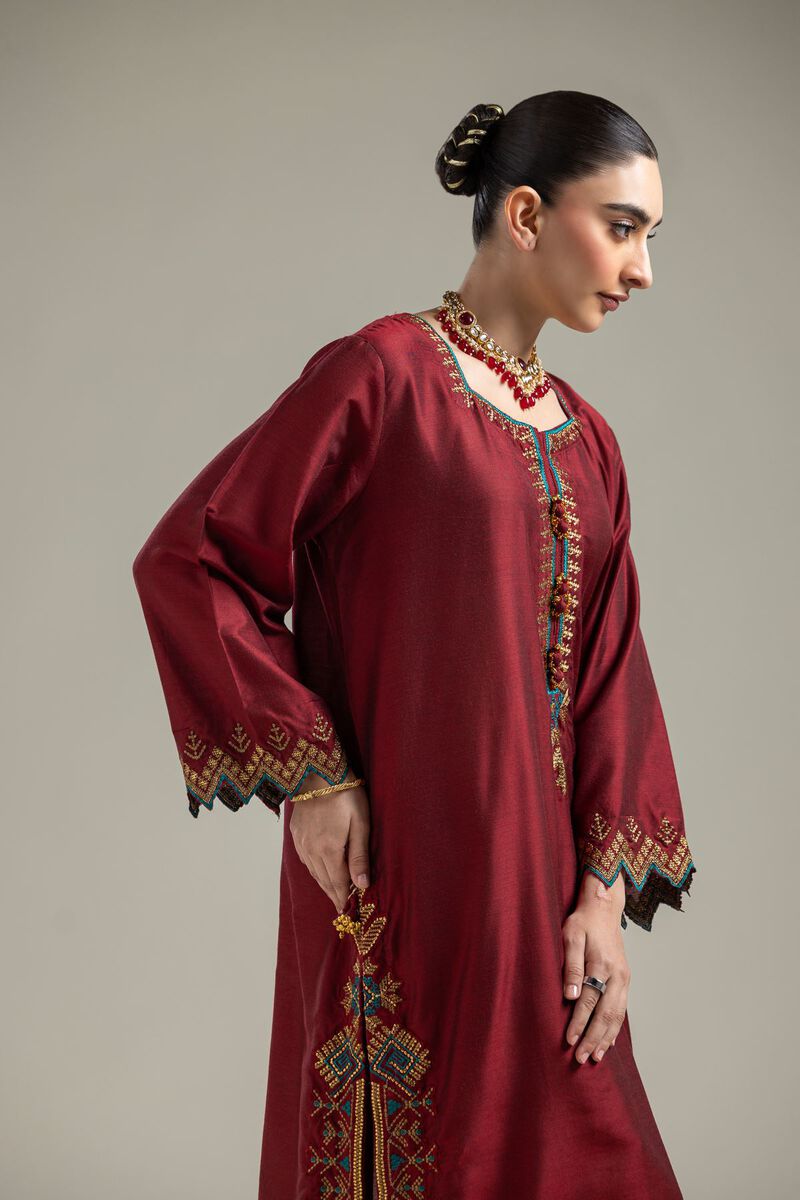 Silk Maroon Kurta