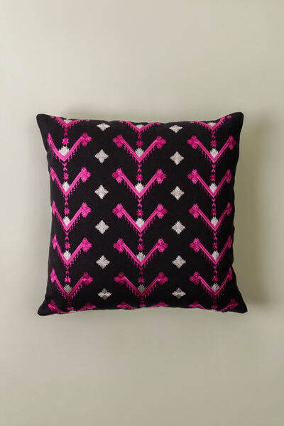 Dyed Embroidered Cotton Duck 16x16in Cushion Cover