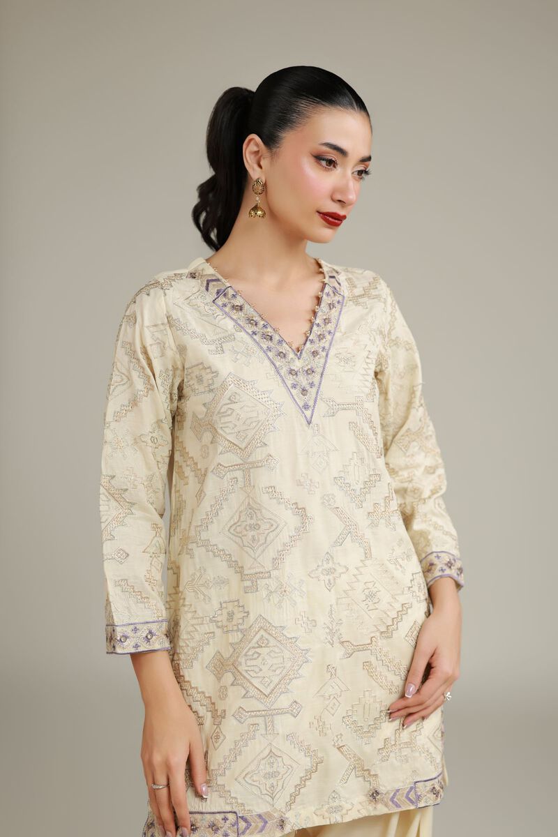 Geometric Silk Kurta
