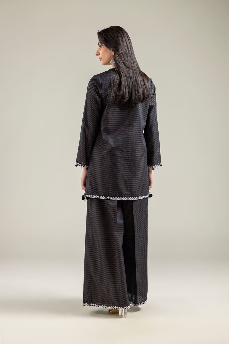 V-Neck Black Kurta