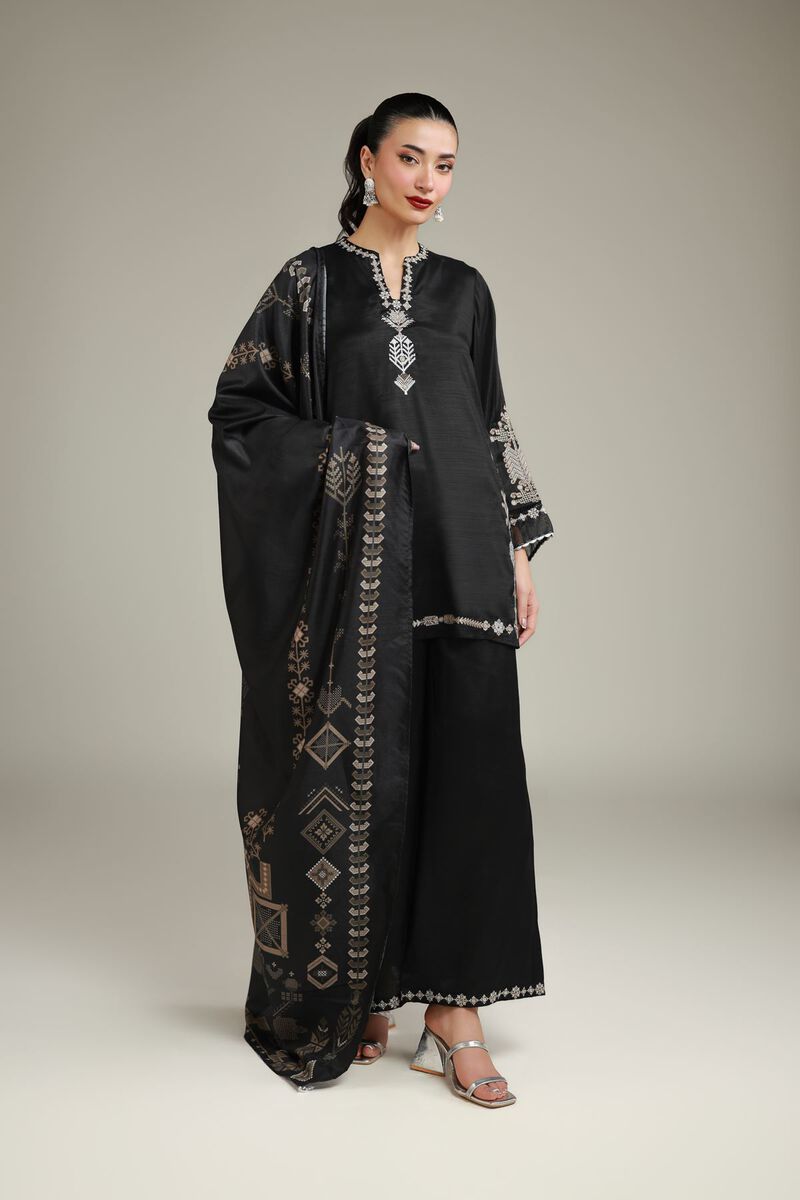 Black Silk Dupatta