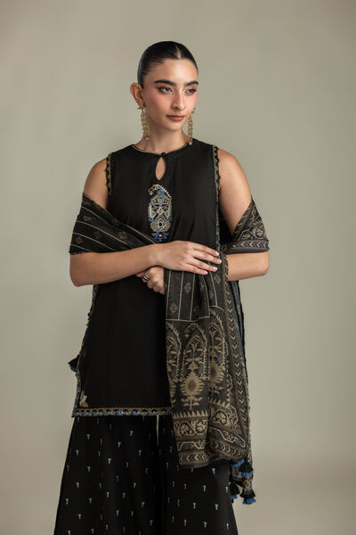 Embroidered Mesuri Black Mesuri Dupatta
