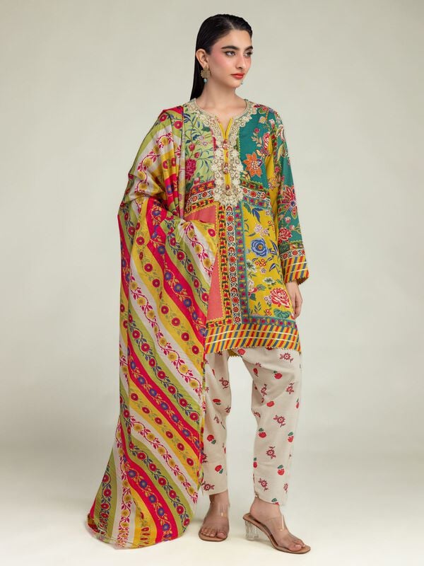 Floral Silk Shalwar