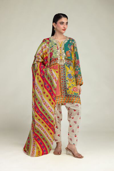 Floral Silk Shalwar, image 1